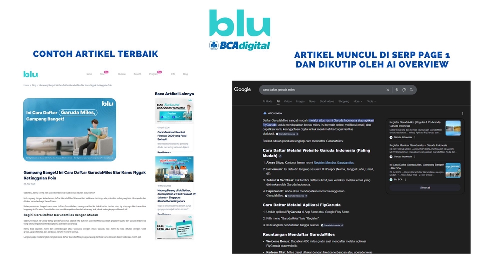 Portofolio Penulisan Konten SEO SaaS digital finance untuk website blu by BCA digital.