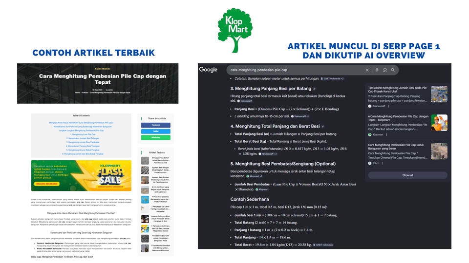 Portofolio Penulisan Konten SEO material bangunan untuk website Klopmart.