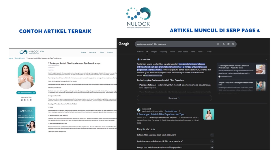 Portofolio Penulisan Konten SEO kecantikan untuk website NuLook.