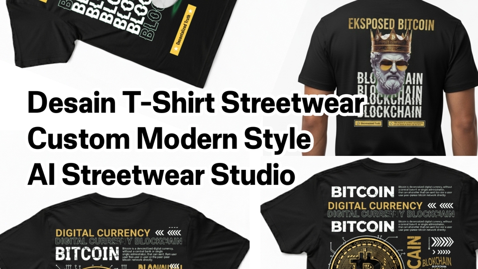 desain T-Shirt Streetwear Custom Modern Style menggunakan AI