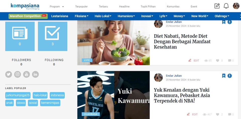 Artikel kontribusi di Kompasiana - 2