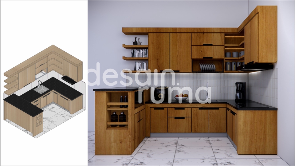 Jasa Desain Mebel (Furniture) Online Terpercaya - Desain Kitchen Set Custom Minimalis & Modern