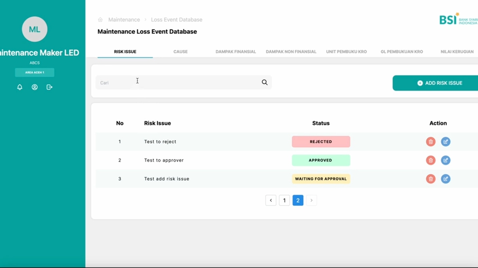 Web Apps OP Risk Management Bank Syariah Indonesia