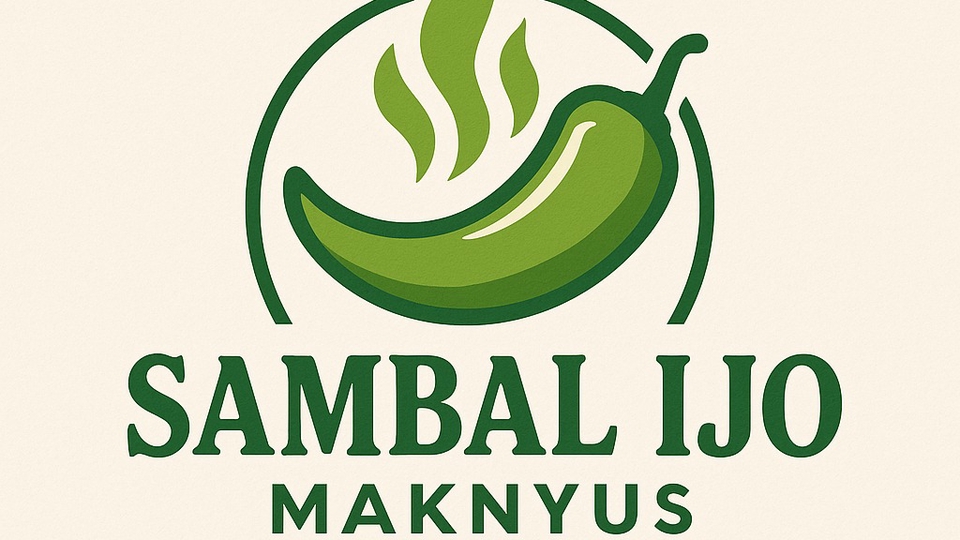 Logo sambal ijo makanan pedas khas Indonesia, desain cabai hijau dengan gaya modern dan profesional