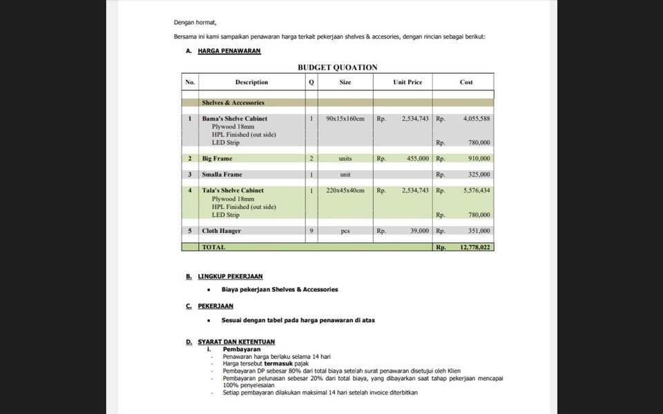 Template invoice profesional untuk kebutuhan transaksi bisnis.