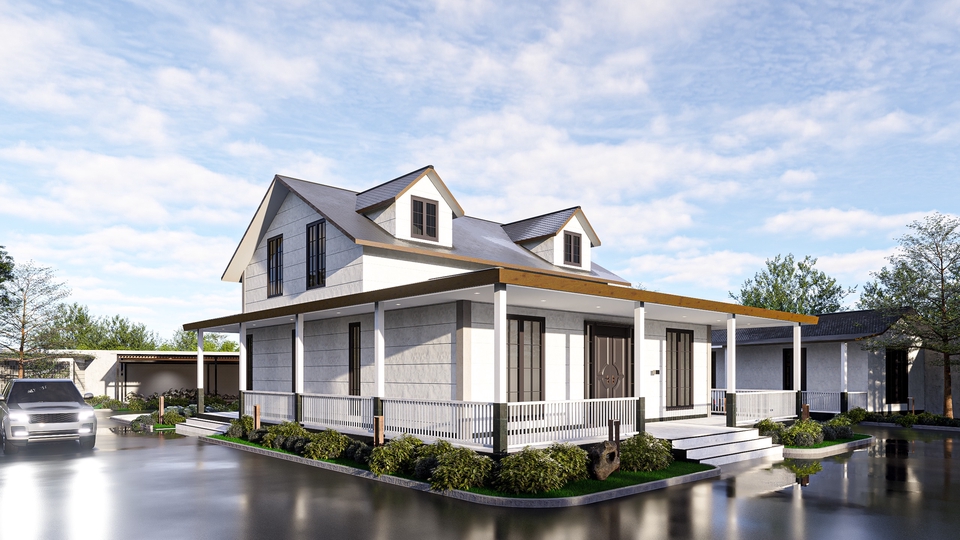Jasa desain 3D modeling dan 3D rendering : Rumah American Native