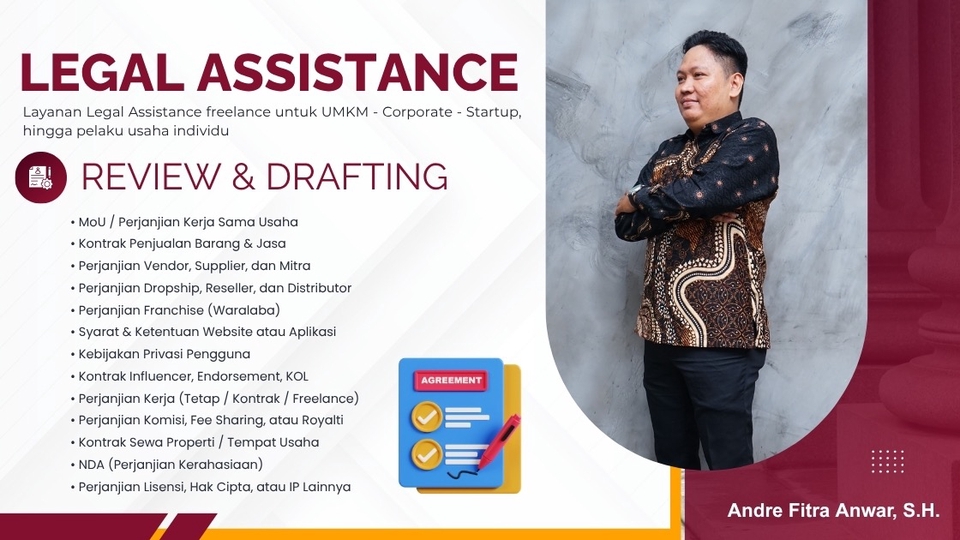 Jasa Review Kontrak atau Perjanjian Hukum - Review & Drafting Berbagai Perjanjian/Kontrak Komersial