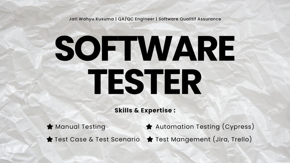 QA Tester website & mobile manual testing, automation test, test case terstruktur, aplikasi stabil.