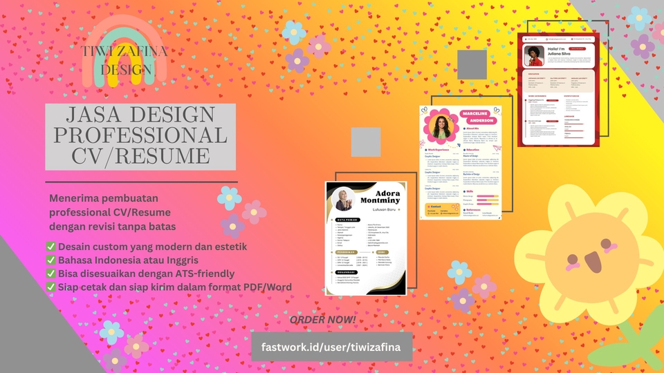 Jasa Desain CV (Curriculum Vitae) & Portofolio - Jasa Design Professional CV/Resume (Revisi Tanpa Batas)