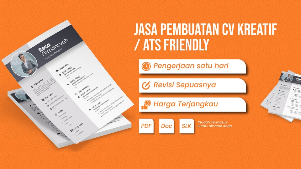 Jasa Desain CV (Curriculum Vitae) & Portofolio - JASA PEMBUATAN CV(CURRICULUM VITAE) KREATIF & CV ATS FRIENDLY TERJANGKAU (1 HARI JADI)
