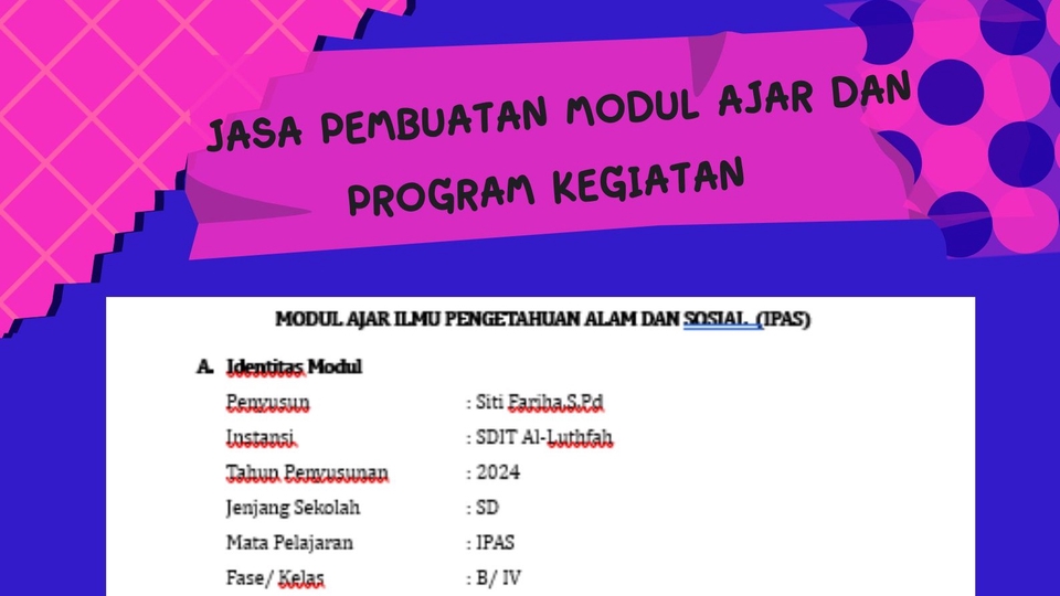 Jasa pembuatan modul ajar dan program kegiatan 