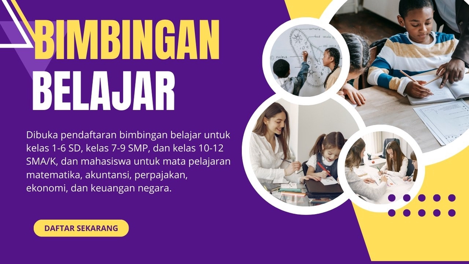 Jasa bimbingan belajar atau les untuk semua tingkatan pendidikan