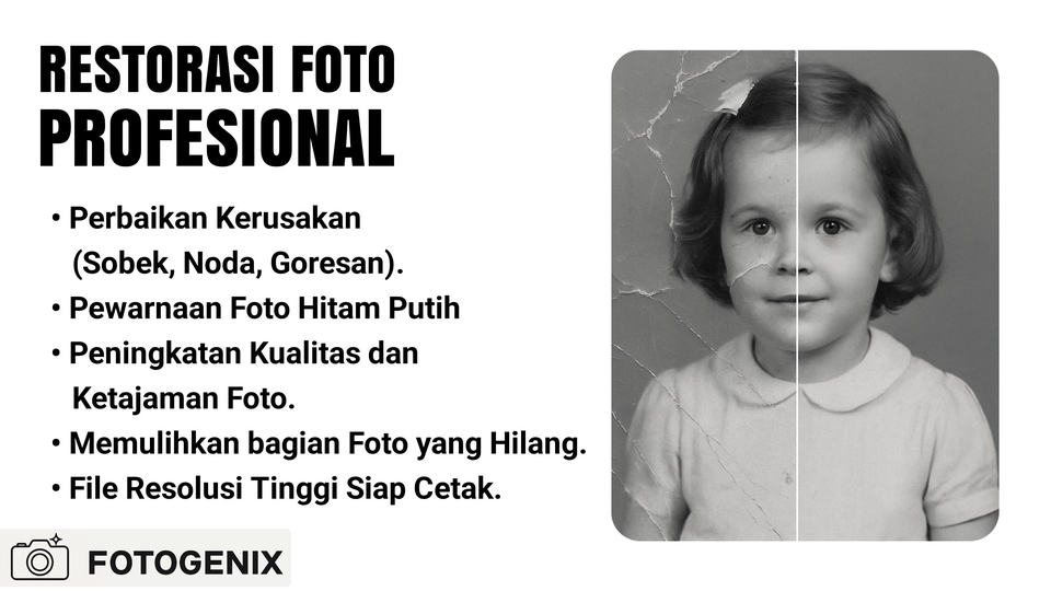 Restorasi foto professional, memulihkan foto rusak, menambahkan warna pada foto hitam putih