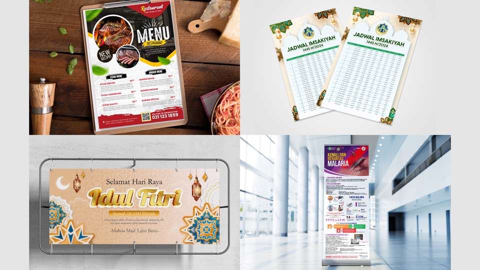 Banner - [ SPESIAL KEMERDEKAAN ] Desain Spanduk/Banner/Reklame | Roll Banner | Daftar Menu | Brosur
