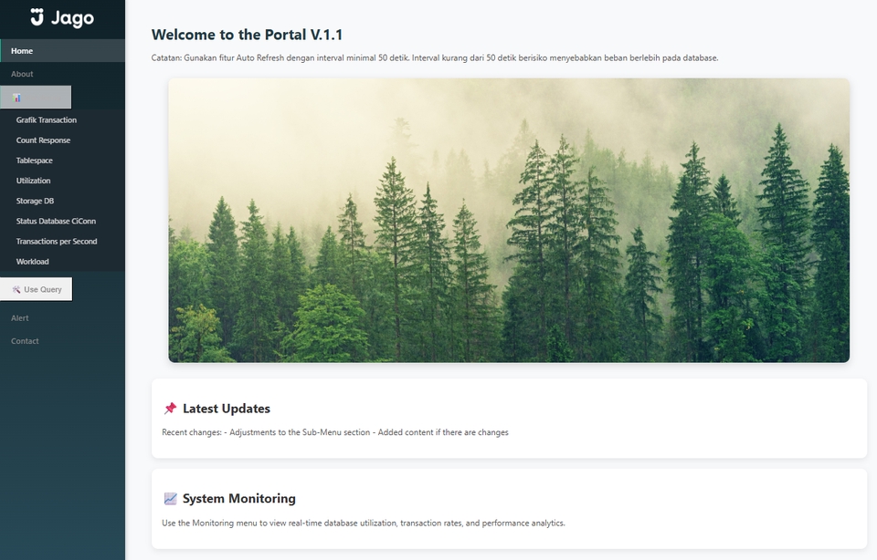 Tampilan Awal Dashboard Monitoring
