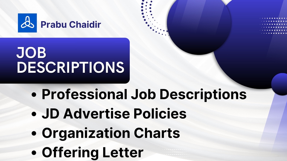 i will provide Professional JD, JD Ads policy, Org chart, offering letter