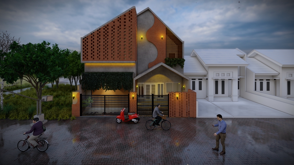 3D & Perspektif - JASA DESAIN FASAD (TAMPAK DEPAN) BANGUNAN RAMAH BUDGET - 9