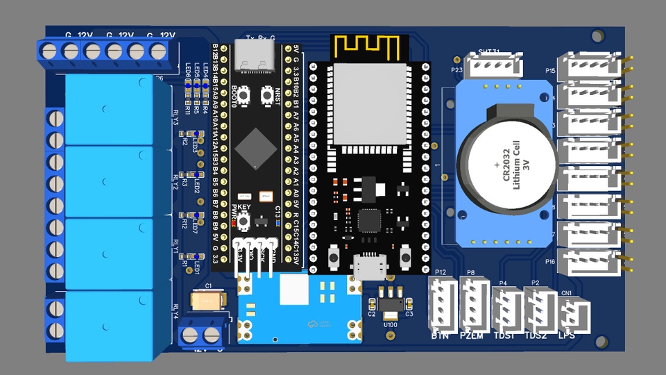 STM32 + ESP32 Hybrid Controller for Multi-Sensor & Actuator Systems