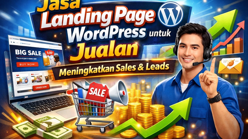 Layanan pembuatan landing page WordPress untuk bisnis online agar meningkatkan penjualan dan leads