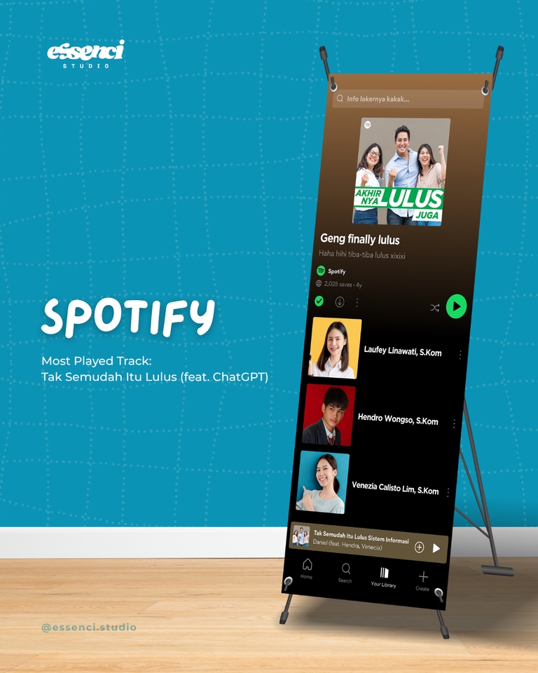 Jasa desain banner wisuda sidang lulusan tema spotify