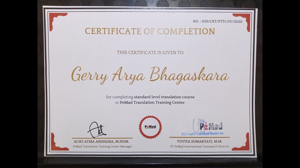 Penerjemahan - Certified Translator: English - Indonesian - 3