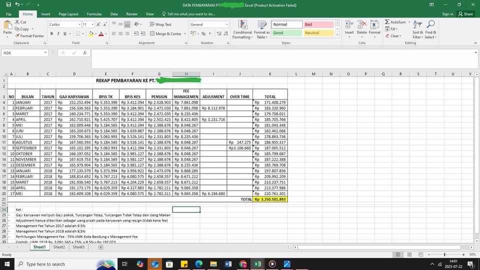 Data entry recap of payments to vendors