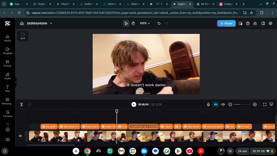 Contoh penambahan subtitle langsung ke video