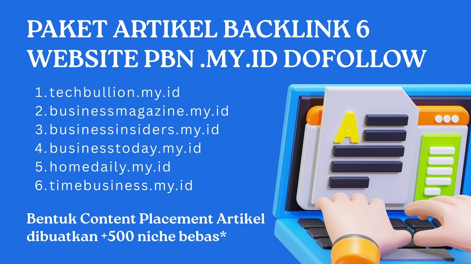 Search Engine Optimization (SEO) - Jasa Content Placement 5 Backlink Domain .my.id + Bonus - 2