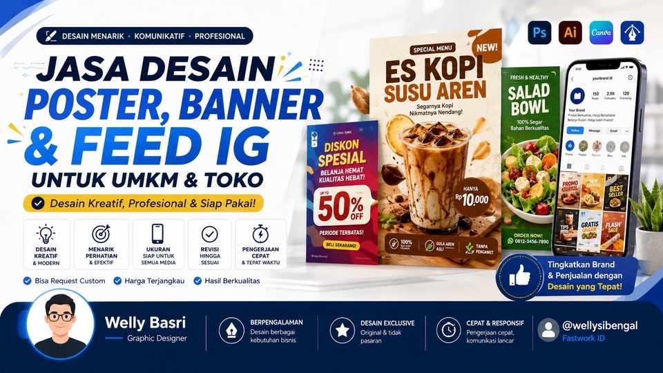 Jasa Desain Poster, Banner & Feed IG untuk UMKM & Toko