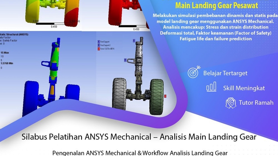 Belajar, Bimbel dan Berbagai Kursus Online - 📢 Jasa Kursus Pelatihan ANSYS Mechanical – Simulasi Main Landing Gear Pesawat ✈️🧠💻