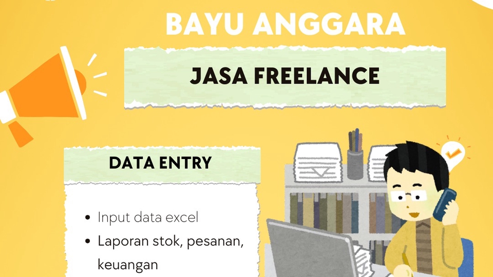 Siap bantu input data, laporan admin, dan entry marketplace. Cepat , rapi dan profesional