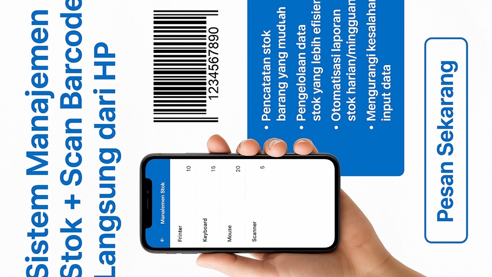 Jasa Pembuatan Aplikasi Mobile Profesional - Sistem Manajemen Stok + Scan Barcode Langsung dari HP