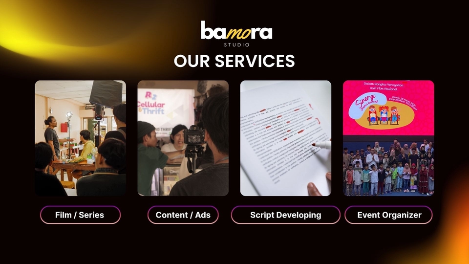 Produksi naskah / script, film, series, konten, iklan dan event organizer