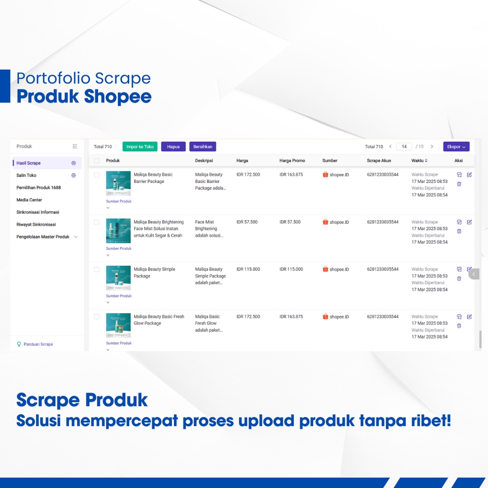 Update Produk Toko Online - Jasa scrape Shopee, Lazada, Tokopedia, Bukalapak, Bibli, Tiki, Sendo, Tiktok shop, dsb - 5