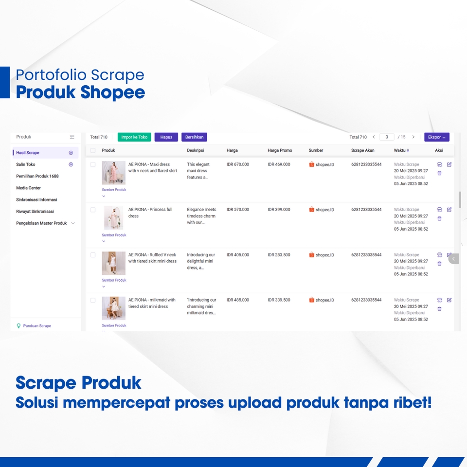 Update Produk Toko Online - Jasa scrape Shopee, Lazada, Tokopedia, Bukalapak, Bibli, Tiki, Sendo, Tiktok shop, dsb - 2