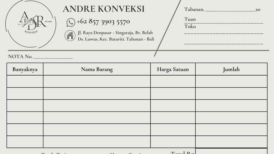 Jasa mendesain nota/kwitansi