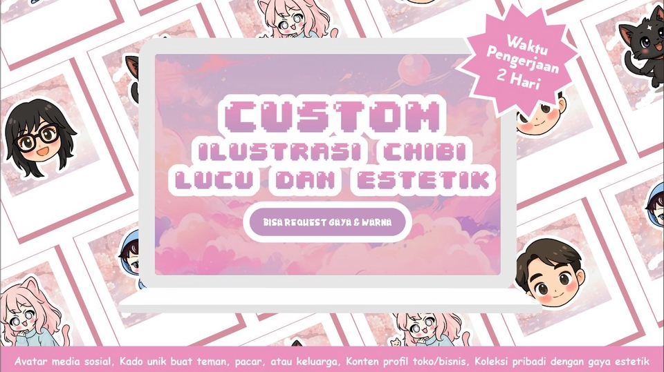 Jasa Desain Maskot dan Karakter Berkualitas - custom ilustrasu chibi lucu & estetik (BISA REQUEST GAYA & WARNA)