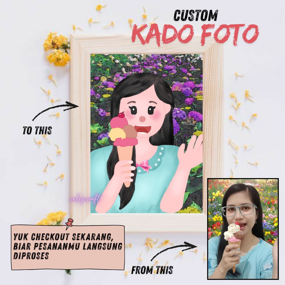 Gambar dan Ilustrasi - Hadiah / Kado / Gift Lukisan Wajah / Ilustrasi Wajah dari foto - 4