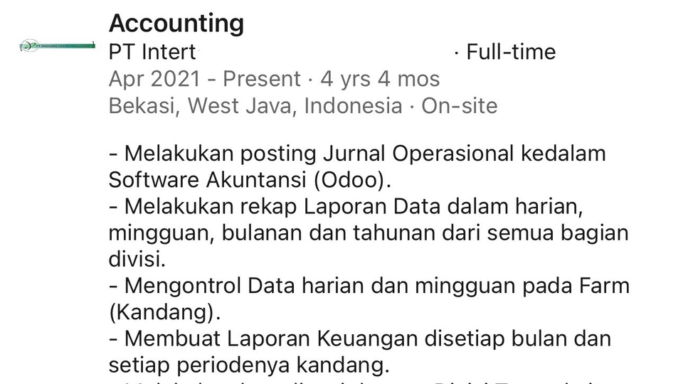 Pengalaman Bekerja Saat Ini