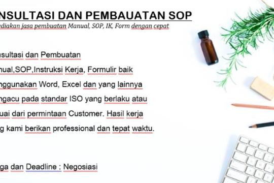 Jasa Pembuatan SOP Perusahaan / Konsultan SOP - PEMBUATAN SOP, MANUAL DOKUMEN,FLOW PROSES, KONSULTAN AUDIT, PELATIHAN 