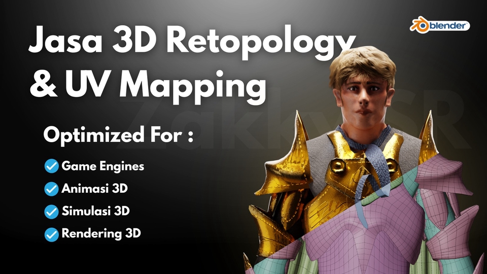 Jasa 3D Retopology & UV Mapping menggunakan software blender 3D
