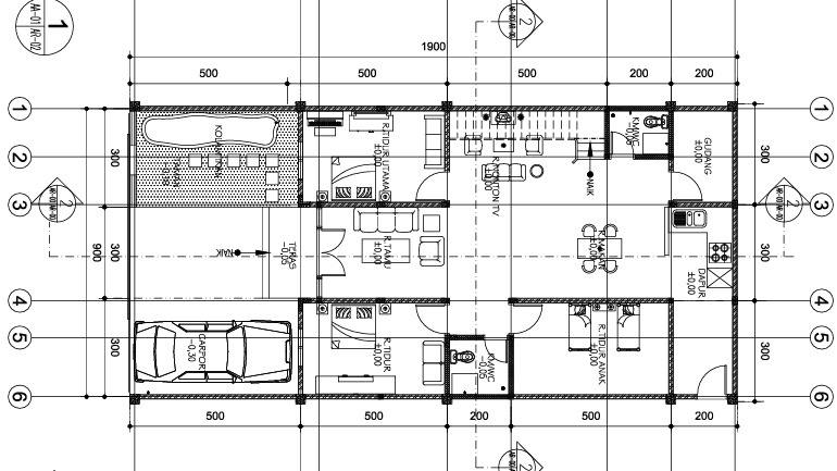MEMBUAT GAMBAR KERJA RUMAH 2 LANTAI