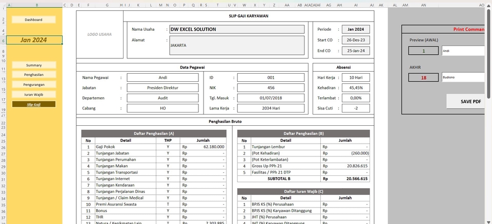 Akuntansi dan Keuangan - APLIKASI GAJIKU - PAYROLL + PPH 21 TER EXCEL - 8