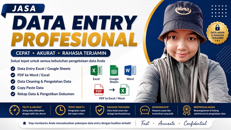 Jasa Data Entry profesional, cepat, teliti, aman, dan tepat waktu sesuai kebutuhan Anda.