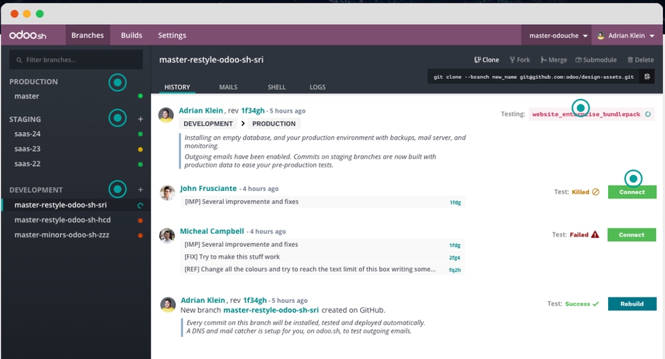 bisa menggunakan odoo sh atau on premise