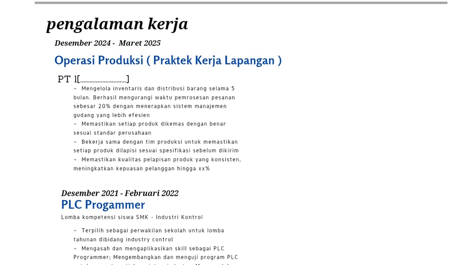 Jasa Desain CV (Curriculum Vitae) & Portofolio - PEMBUATAN CV RESUME PROFESIONAL