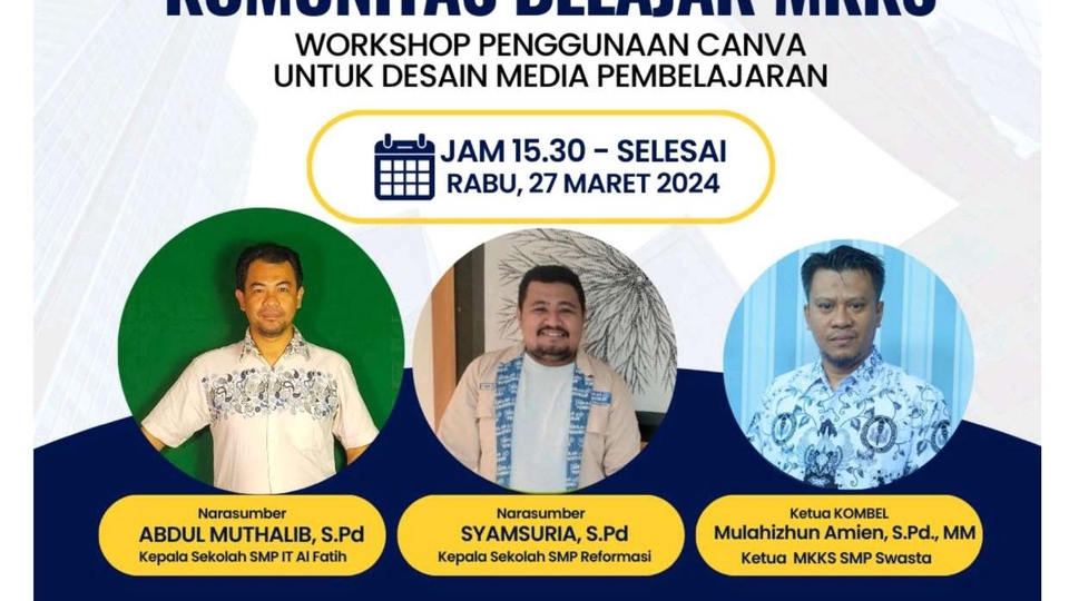 Sebagai Narasumber Pada Kegiatan Penggunaan Canva untuk desain media pembelajaran di Kelas.
