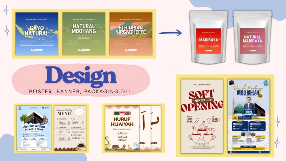 Jasa Desain Brosur, Poster, Iklan, Packaging, Cover, Kebutuhan Sosmed, dan lainnya. By request🤍