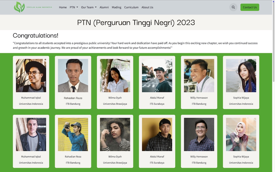 Daftar Siswa Yang Berhasil diterima di Perguruan Tinggi Negeri 