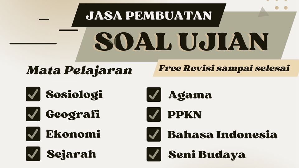 Jasa Pembuatan Soal Ujian SMP dan SMA